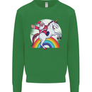 Santa Claus Riding a Unicorn Christmas Xmas Mens Sweatshirt Jumper Irish Green