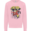 Santa Monster Japanese Christmas Xmas Mens Sweatshirt Jumper Light Pink