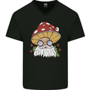 Santa Mushroom Christmas Mycology Foraging Xmas Mens V-Neck Cotton T-Shirt Black