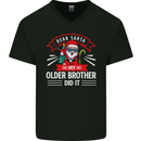 Santa My Older Brother Funny Christmas Xmas Mens V-Neck Cotton T-Shirt Black