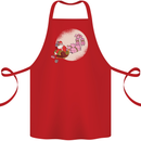 Santa Sleigh Pulled by Christmas Pigs Funny Xmas Cotton Apron 100% Organic Red