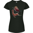 Santa & Llama Funny Christmas Sleigh Xmas Womens Petite Cut T-Shirt Black