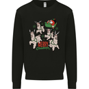 Santa & Llama Sleigh Funny Christmas Xmas Mens Sweatshirt Jumper Black