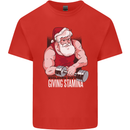 Santa's Workout Funny Christmas Gym Xmas Training Kids T-Shirt Childrens Red