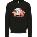 Santa v Jesus Video Game Style Christmas Xmas Kids Sweatshirt Jumper Black