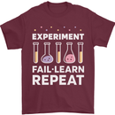Science Experiment Fail Repeat Chemistry Geek Mens T-Shirt 100% Cotton Maroon