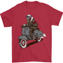 Scooter Skull Biker Motorcycle MOD Mens T-Shirt 100% Cotton Red