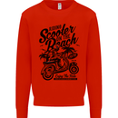 Scooter on the Beach MOD Kids Sweatshirt Jumper Bright Red
