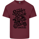 Scooter on the Beach MOD Mens Cotton T-Shirt Tee Top Maroon