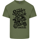 Scooter on the Beach MOD Mens Cotton T-Shirt Tee Top Military Green