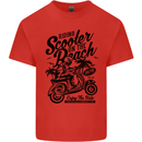 Scooter on the Beach MOD Mens Cotton T-Shirt Tee Top Red