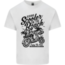 Scooter on the Beach MOD Mens Cotton T-Shirt Tee Top White
