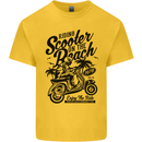 Scooter on the Beach MOD Mens Cotton T-Shirt Tee Top Yellow