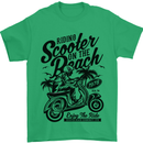 Scooter on the Beach MOD Mens T-Shirt 100% Cotton Irish Green