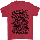 Scooter on the Beach MOD Mens T-Shirt 100% Cotton Red