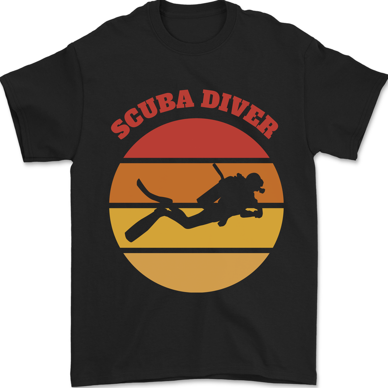Scuba Diver Silhouette Mens T-Shirt 100% Cotton Black