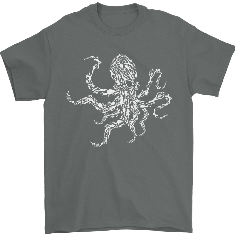 Scuba Diving Octopus Diver Cthulhu Kraken Mens T-Shirt 100% Cotton Charcoal