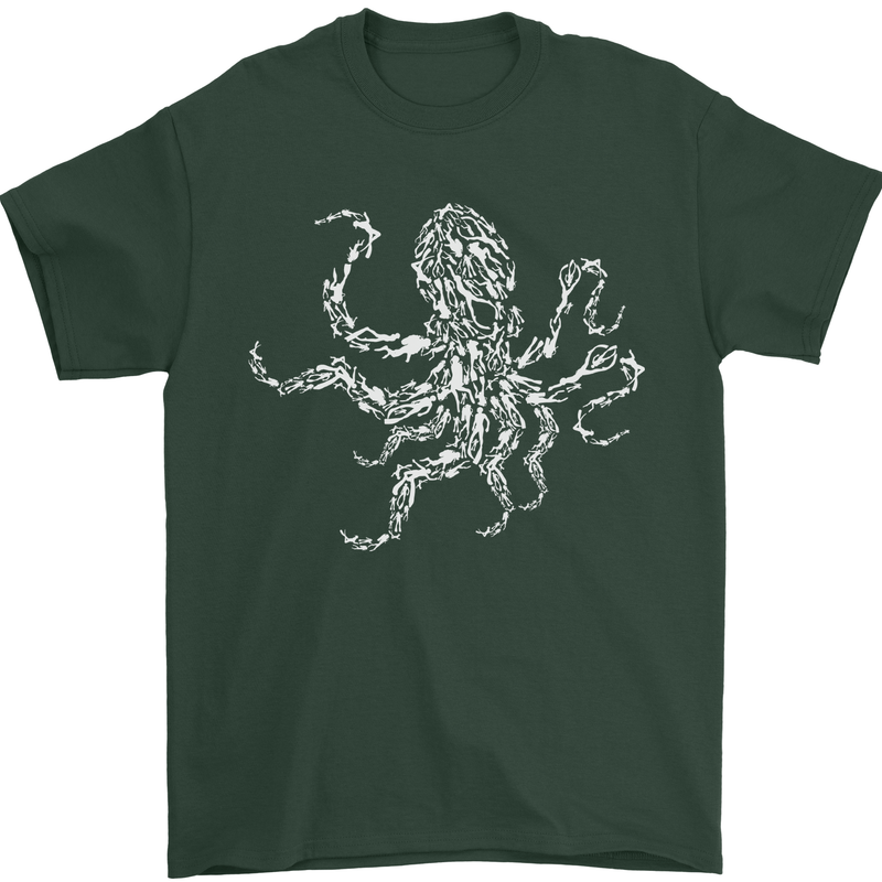 Scuba Diving Octopus Diver Cthulhu Kraken Mens T-Shirt 100% Cotton Forest Green