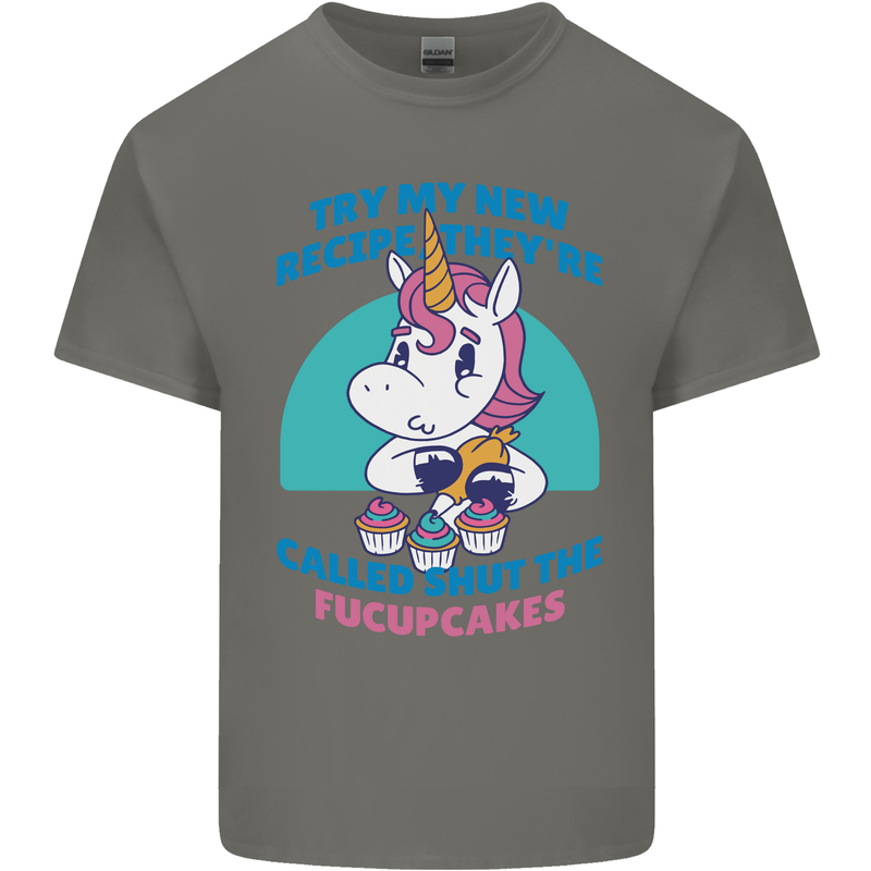 Shut the Fuckupcakes Offensive Funny Unicorn Mens Cotton T-Shirt Tee Top Charcoal
