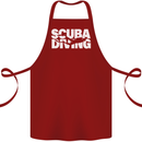 Silhouette Scuba Diving Diver Cotton Apron 100% Organic Maroon