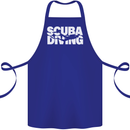 Silhouette Scuba Diving Diver Cotton Apron 100% Organic Royal Blue