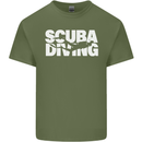 Silhouette Scuba Diving Diver Mens Cotton T-Shirt Tee Top Military Green