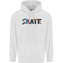 Skate Skateboard Skateboarding Mens 80% Cotton Hoodie White