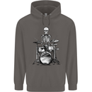 Skeleton Drummer Drumming Drums Mens 80% Cotton Hoodie Charcoal