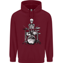 Skeleton Drummer Drumming Drums Mens 80% Cotton Hoodie Maroon