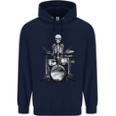 Skeleton Drummer Drumming Drums Mens 80% Cotton Hoodie Navy Blue