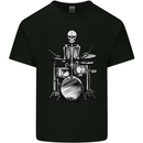 Skeleton Drummer Drumming Drums Mens Cotton T-Shirt Tee Top Black