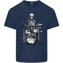 Skeleton Drummer Drumming Drums Mens Cotton T-Shirt Tee Top Navy Blue