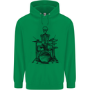 Skeleton Drummer Drums Drumming Mens 80% Cotton Hoodie Irish Green