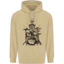 Skeleton Drummer Drums Drumming Mens 80% Cotton Hoodie Sand