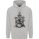Skeleton Drummer Drums Drumming Mens 80% Cotton Hoodie Sports Grey