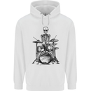 Skeleton Drummer Drums Drumming Mens 80% Cotton Hoodie White