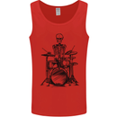 Skeleton Drummer Drums Drumming Mens Vest Tank Top Red