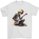 Skull Punk Rock n Roll Heavy Metal Electric Guitar Mens T-Shirt 100% Cotton White