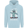 Snowboarding I Am the Avalanche Funny Childrens Kids Hoodie Light Blue