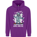 Snowboarding I Am the Avalanche Funny Childrens Kids Hoodie Purple