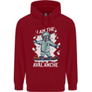 Snowboarding I Am the Avalanche Funny Childrens Kids Hoodie Red
