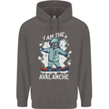Snowboarding I Am the Avalanche Funny Mens 80% Cotton Hoodie Charcoal