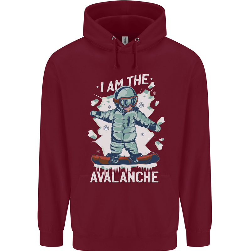 Snowboarding I Am the Avalanche Funny Mens 80% Cotton Hoodie Maroon