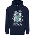 Snowboarding I Am the Avalanche Funny Mens 80% Cotton Hoodie Navy Blue