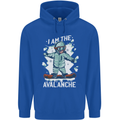 Snowboarding I Am the Avalanche Funny Mens 80% Cotton Hoodie Royal Blue