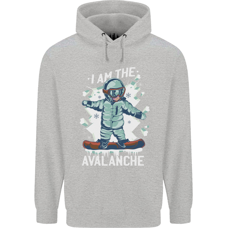 Snowboarding I Am the Avalanche Funny Mens 80% Cotton Hoodie Sports Grey
