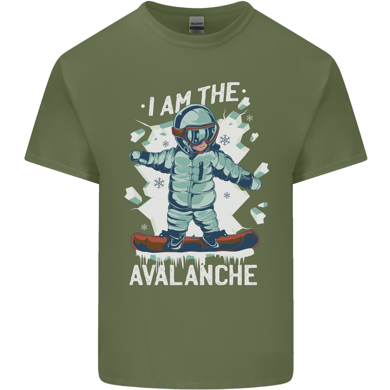 Snowboarding I Am the Avalanche Funny Mens Cotton T-Shirt Tee Top Military Green