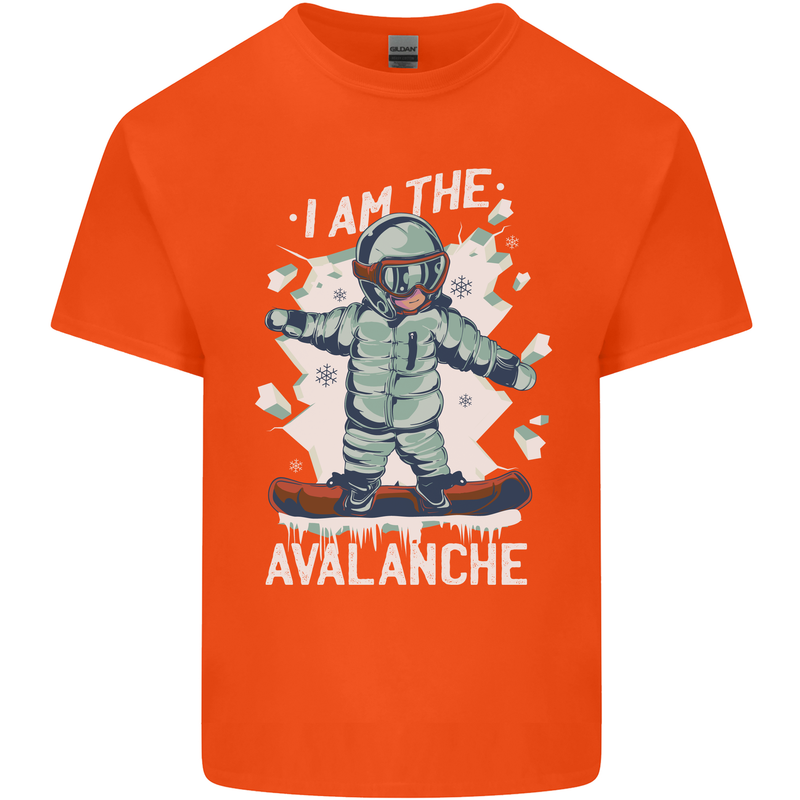 Snowboarding I Am the Avalanche Funny Mens Cotton T-Shirt Tee Top Orange