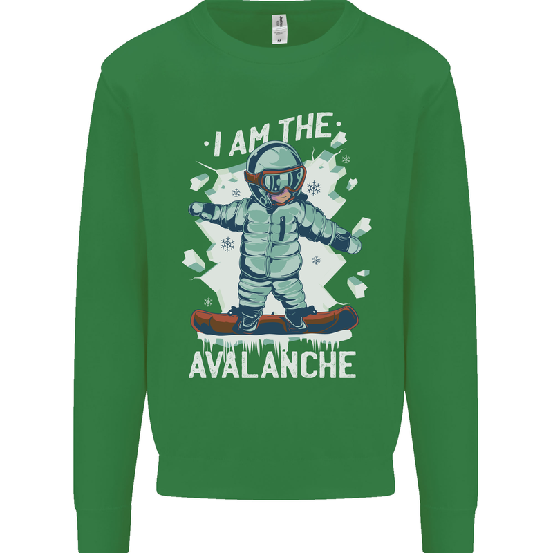 Snowboarding I Am the Avalanche Funny Mens Sweatshirt Jumper Irish Green