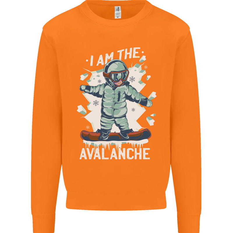 Snowboarding I Am the Avalanche Funny Mens Sweatshirt Jumper Orange
